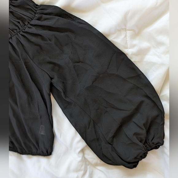 French Kiss Sheer Black Long Sleeve Blouse | Size S - Picture 5 of 8